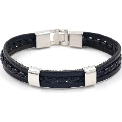 Vintage Handmade Feather Multilayer Leather Bracelet Sets Men Fashion Braiding Coffee Rope Wrap Bracelets & Bangles Male Gift