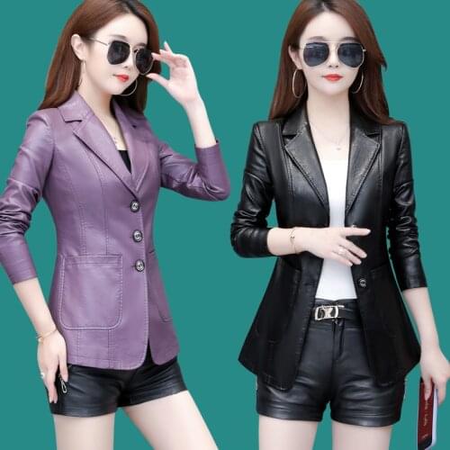 Jacket Woman Large Size Haining Leather Womens Short Small Suit Jacket Korean Version Of The Slim genuine Leather Clothing