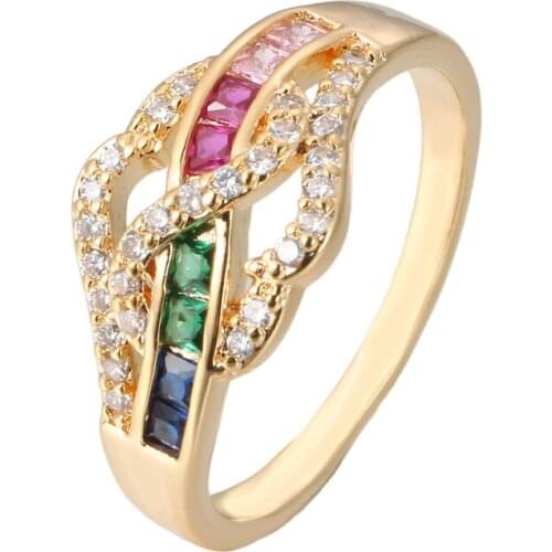 Bettyue New Irregular Design Rainbow Color Cubic Zircon For Women Fascinating Ring Charming Gift In Popular Party