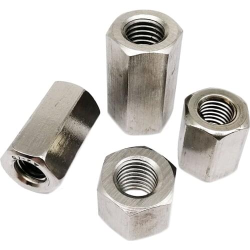 1/2/5pcs M5 M6 M8 M10 M12 A2-70 304 Stainless Steel DIN6334 Hexagon Hex Extend Long Rod Coupling Nut Connector Joint Tubular Nut