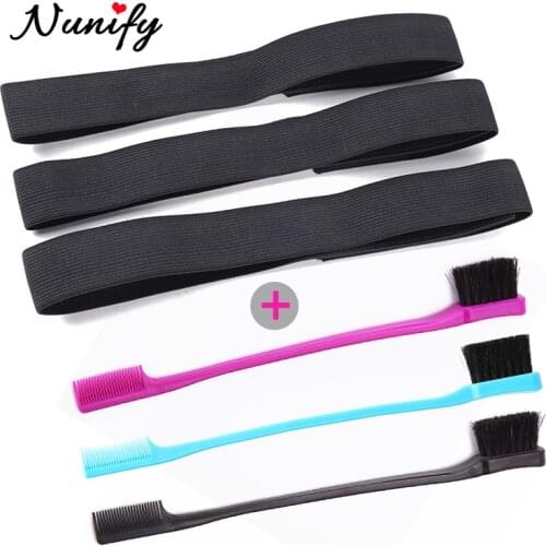 Nunify Velcro Edge Wrap For Baby Hair Edge Slayer Elastic Band For Lace Wig Frontal 3Pcs/Lot Edge Wrap 1Pcs Hair Control Brushes