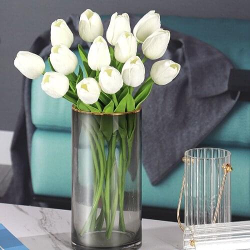 Home Garden Tulip Artificial Flower Colorful Bouquet Fake Flower Wedding Party Decorations Exquisite Tulips 1PCS