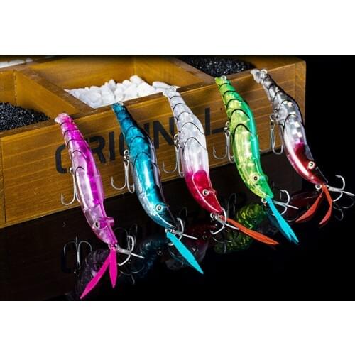 10pcs Biomimetic Shrimp Fishing Lure Hard Bait Artifical Fake Bait Mustad Hook Jig Crankbait 3D Eyes 12 Color Fishing Accessory