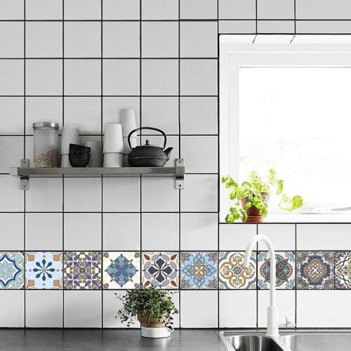 10PCS Spanish Tile Stickers Tile Stairs Sticker Wall Stickers Waterproof Tile Sticker Turkish Style Oil-proof Cabinet Stickers