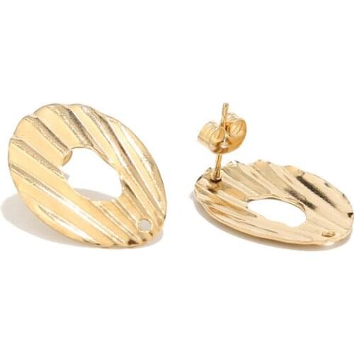 10pcs Stainless Steel Gold Plated Earrings Embossing Cabochon/Round Teardrop Shape Earring For DIY Jewelry Findings Making