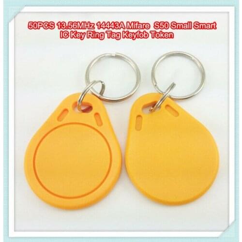13.56MHz 14443A MF1 S50 Small Smart IC Key Ring Tag Keyfob Token(50PCS )