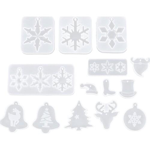 14pcs/set Christmas Tree Set Silicone Cake Mold Snowflake Elk DIY Aroma Gypsum Plaster Silicone Mould For Cake Decorating Tools