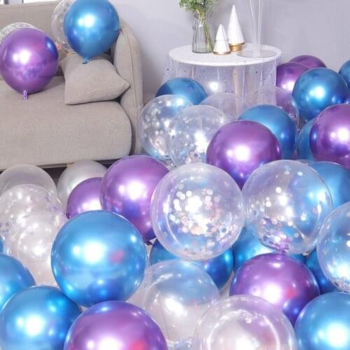 15/30pcs 12inch Chrome Metallic Colors confetti balloons balloons wedding birthday party decor helium Air Glossy Metallic Balls