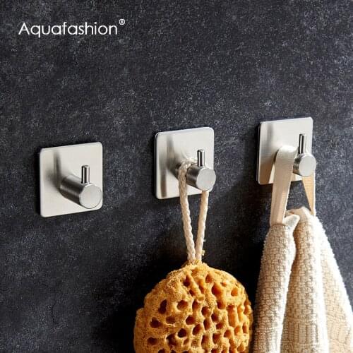 304 Stainless Steel 3M Self Adhesive Hook Bathroom Kitchen Towel Hanger Wall Mount Hook for Bag Key and Kitchenware