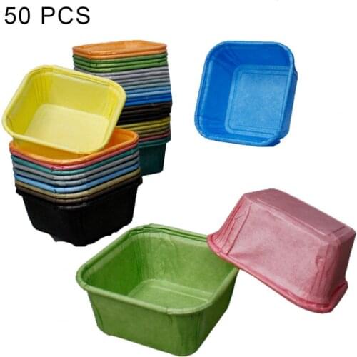50Pcs Cake Paper Cup Thick Oil-proof Waterproof Square Shape Cupcake Case for Cake Shop