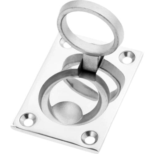 63x44mm Marine Hatch Latch Locker Cabinet Flush Mount Lifting Ring Pull Deck Cover Handle Floor Buckle Boats Stainless Steel 316