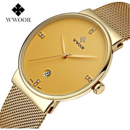 WWOOR Top Brand Luxury Gold Business Mens Quartz Watch Waterproof Calendar Date Clocks Sports Watches Gift Relogio Masculino #a