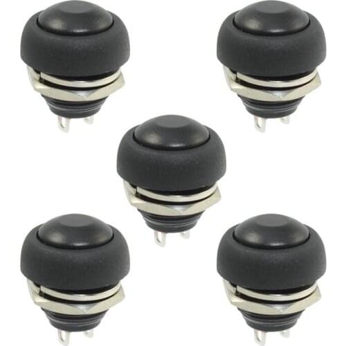 Black 5X Pcs M4 12mm Waterproof Momentary ON/OFF Push Button Round SPST Switch