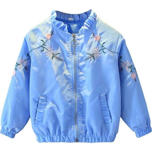 Children Jackets Girls Zipper Trench Coat Spring Autumn Kids Bow Printed Petal O-Neck Clothes Baby Girl Fashion Casual Outerwear
