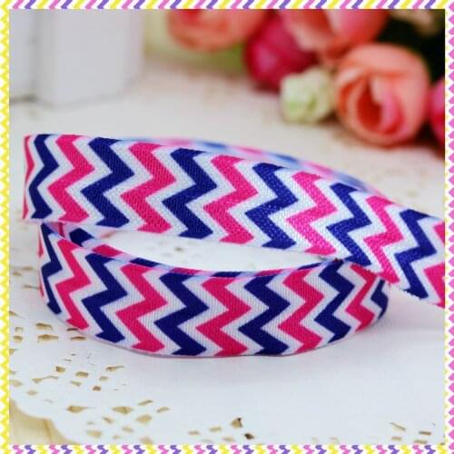 DHK 5/8'' 5yards Fold Over Elastic FOE chevron printed headband headwear hair band diy decoration OEM Wholesale C269