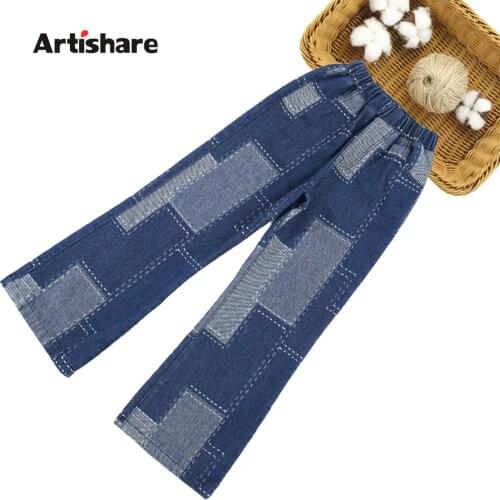 Girls Jean Patchwork Childrens Jeans Girl Casual Style Jeans Kids Spring Autumn Clothes For Girls 6 8 10 12 14