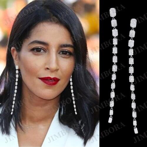Elegant Trendy Long Tassel Earrings Drop Dangle Women Earrings Zircon CZ Crystal Statement Earring 2019 New Design Jewelry