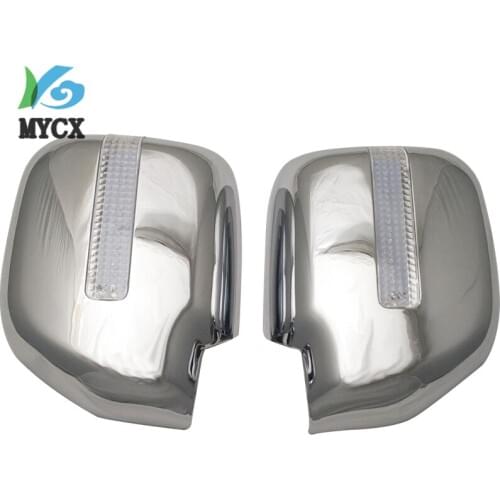 Chrome rearview mirror cover For Toyota Land cruiser Prado fj90 3400 Spoiler SUV ABS Car Styling accessories with LED 2PCS