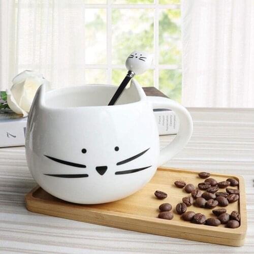 Ceramic Lovers cup Cat Coffee Cup Animal Milk Cup Cute Birthday gift Christmas Gift Cartoon Handgrip Cup With Spoon