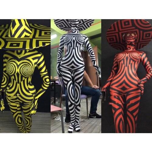Cosplay Sexy Ladies Bar Party Stage Show Black White Striped Zebra Jumpsuit Performance OutfitsNightclub Rompers Costume