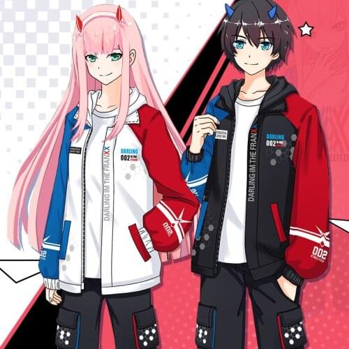 Anime Darling in the Franxx Zero Two 02 Jacket Zipper Hoodie Cosplay Long Sleeve Hooded Coat Unisex Lover Tops Set Costume