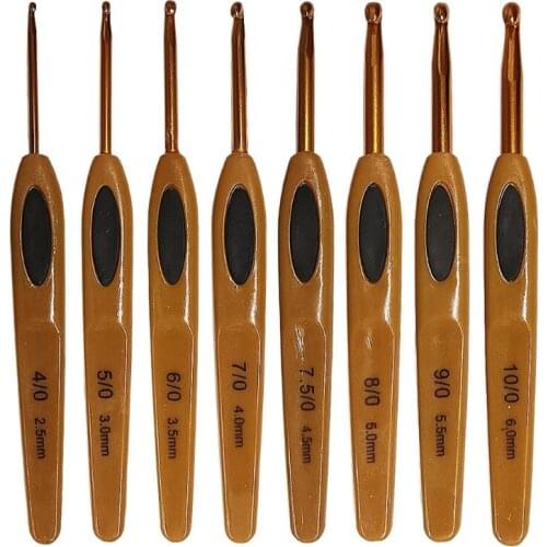 8Pcs Handmade Crochet Hook Set Stitches Sewing Tool Home Knitting Needles Alumin