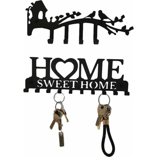 Entrance Wall Hook Keychains Keyring Key Shelf Organizer Wall Mounted Door Decorative Row Hook Bag Umbrella Hat Coat Hanger