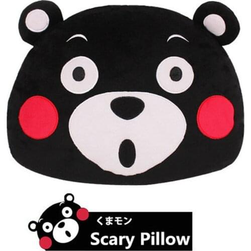2016 New Anime Japan Mascot Kumamon Bear Plush Pillow Adorable Cartoon Black Bear Head Soft Stuffed Plush Dolls For Best Gifts