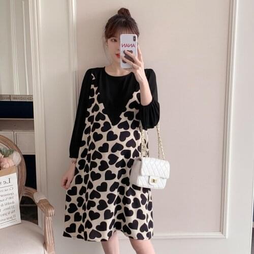 Autumn New Fake two-piece Maternity Dress for Pregnant Women Casual Maternity Gown Photography Photo Shoot Pregnancy Dress