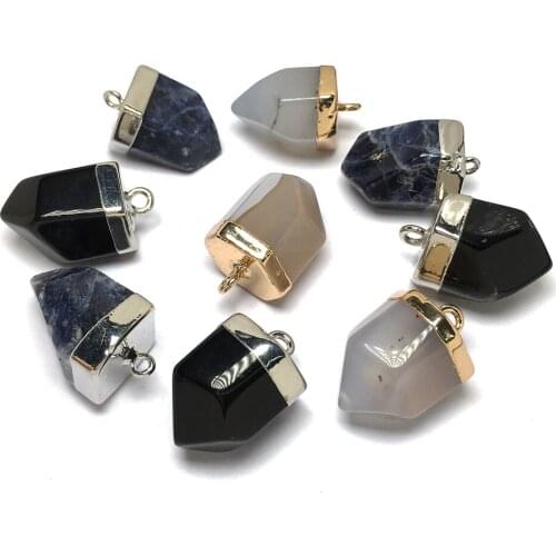 Natural Stone Necklace Pendant Hexagonal Cone Shape Natural Stone Agates Pendants for Jewelry Making DIY necklace accessories
