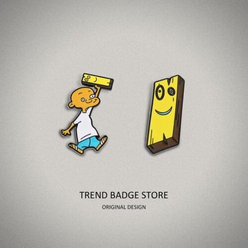 Creative cartoon villains wood brooch girl lovely yellow wood dress bag matching corsage