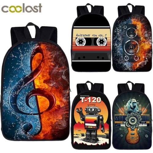 Musical note print backpack women men travel bag teenager rucksack boys girls school bag laptop backpack causal daypack bags