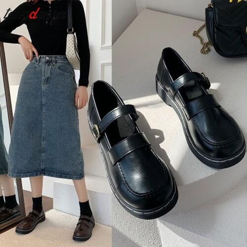 Japanese student sweet lolita shoes kawaii girl jk uniform cosplay kawaii shoes vintage round head women shoes loli cos