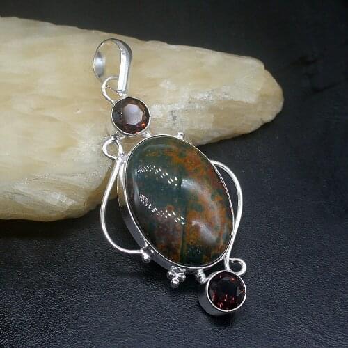 Gemstonefactory Jewelry Big Promotion 925 Silver Natural Sea Sediment Shiny Topaz Women Ladies Gifts Necklace Pendant 1111