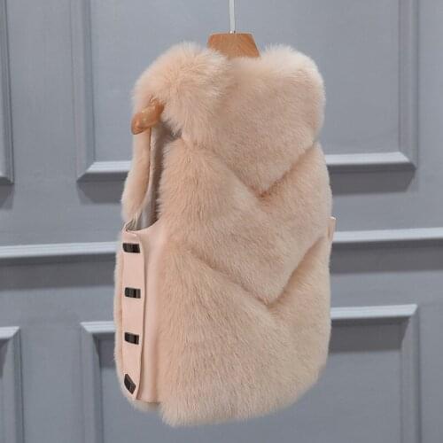 RoRoDox Fashion Faux Fox Fur Vest For Women With Faux Sheepskin Leather High Quality Short Waistcoat