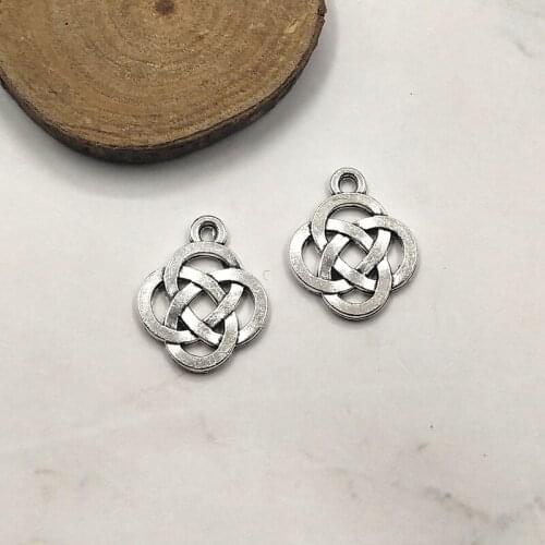 10pcs 18x15mm Chinese Knot Charms Pendants For Jewelry Making Antique Silver Charm DIY Handmade Craft