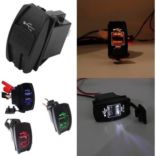 12V 24V Car Auto Boat Accessory LED Dual USB Charger - Outlet white