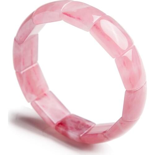 Free Shipping Charm Stretch Bracelets For Women Femme Crystal Pink Rectangle Beads Jewelry Natural Quartz Bracelet