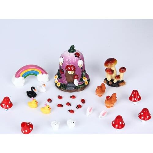27pcs Miniature Fairy Garden Ornament Decoration Set Mini Garden Resin Crafts Micro Landscape Decor Dollhouse Bonsai Figurines