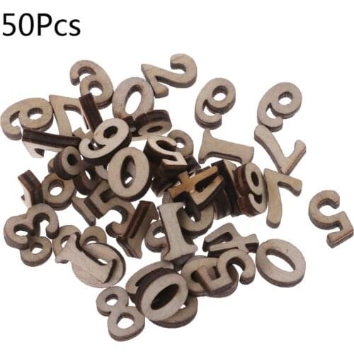 50pcs Laser Cut Wood Embellishment Wooden Number Shape Craft Wedding Decor