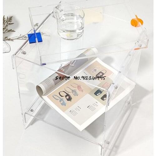 Acrylic New Plastic Integral Edge Table Full Transparent Storage Cabinet Household Bedroom Modern Simple And Fashionable Bedside