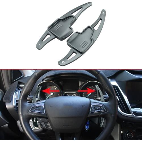 Car Steering Wheel Gear Shifter Aluminum Gray Comfortable Ex Paddle Covers W/ Screws Mount For Ford Focus Escape Kuga 2017 2018