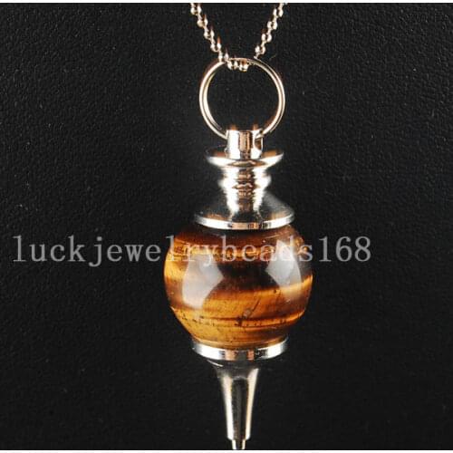 Free Shipping Women Fashion Jewelry Tiger Eye Pendulums Ball Pendant Necklace With Chain 1pcs C3219