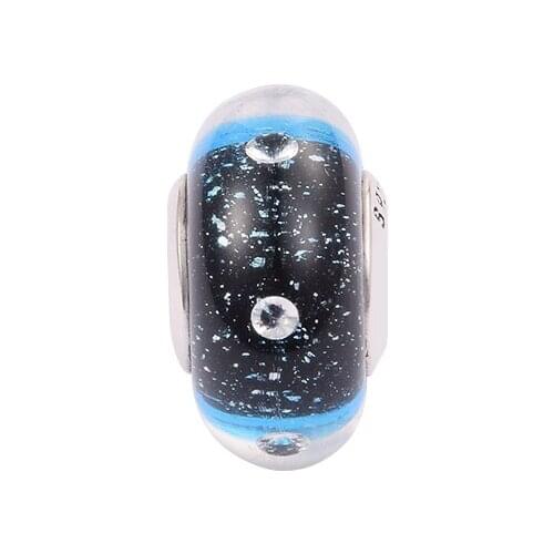 Fit Pandora Bracelets 925 Sterling Silver Midnight Effervescence Glass Charm Beads for Women DIY Making Female Jewelry Kralen