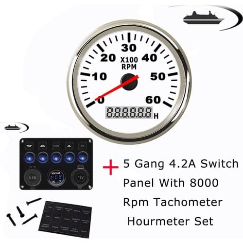 Hot Sale ED Rocker Switch Panel 6000 Rpm Tachometer Set Digital Voltmeter Dual USB Port 12V Accessories For Car Marine Boat