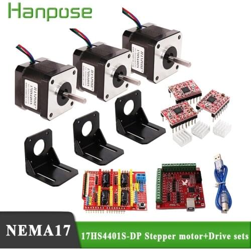 3 Axis kit cnc 42 Series motor 4-lead 17HS4401S-DP straight out NEMA17 motor bracket 3 driver expansion boards for 3D printer