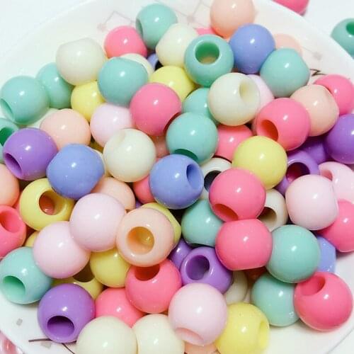 50Pcs 12mm Mix Color Acrylic Big Holes Round Loose Beads Plastic Beads For Making DIY Necklace Bracelet Jewelry Accessories