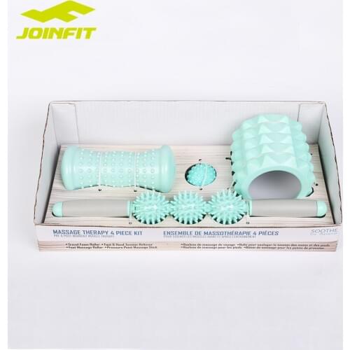 JOINFIT 4-in-1 Massage Foam Roller Set, Muscle Roller Stick Massager , Spiky Foot & Body Massage ball and EVA Foam Roller