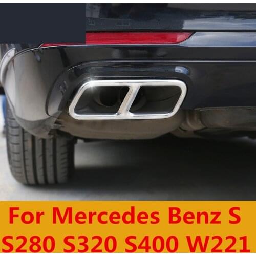 Car Exhaust Muffler Tip Stainless Steel Pipe Trim Modified Car Rear Tail Throat Liner For Mercedes Benz S S280 S320 S400 W221