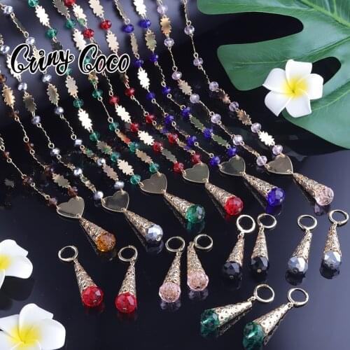 Cring Coco Green Crystal Jewelry Sets 2021 New Arrivals Gold Heart Drop Earrings Necklaces Set Women Party Chains Necklace Gifts